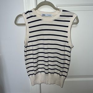 Zara Navy and Cream Striped Sweater Tank